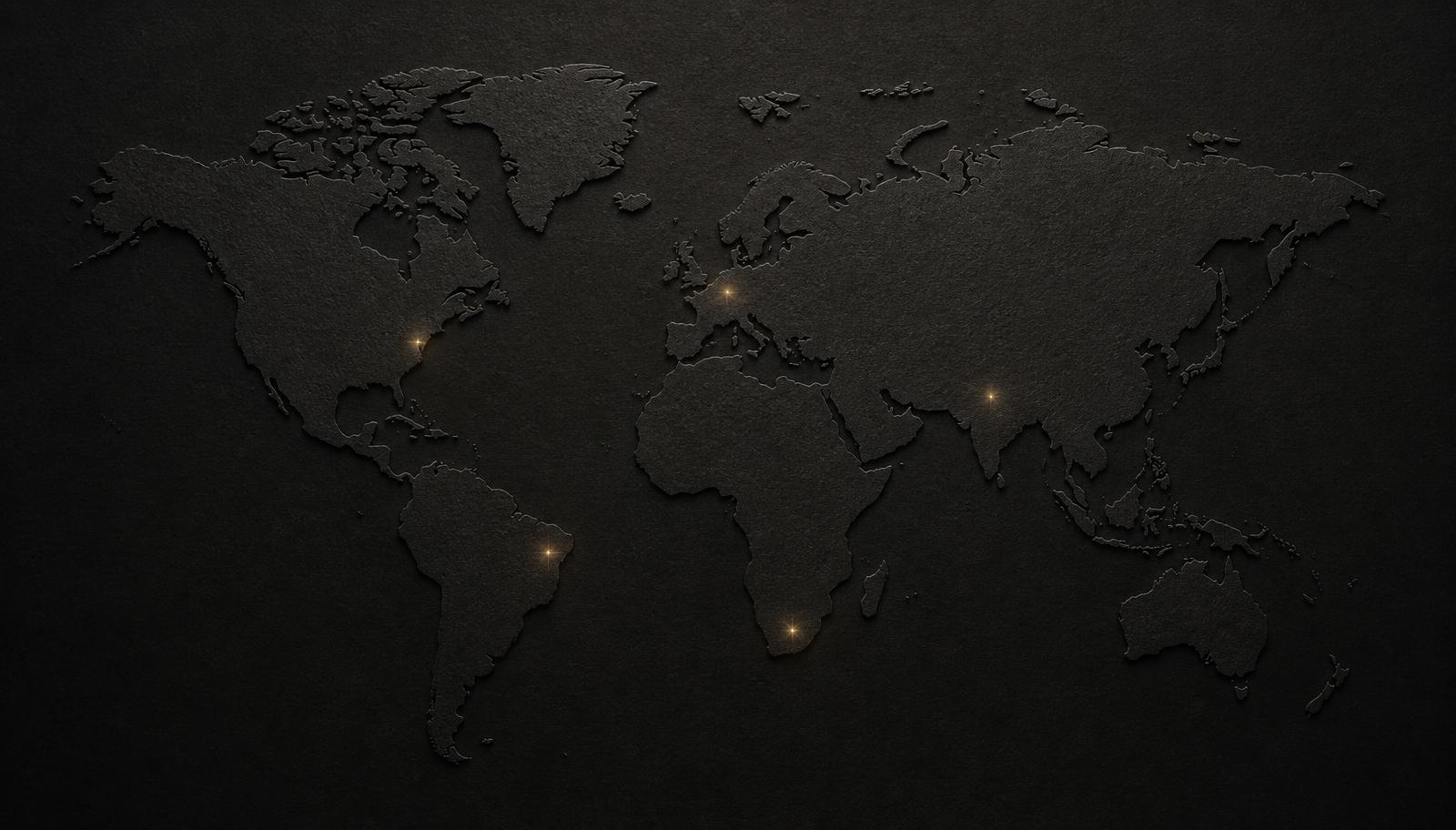 Dark relief map illustrating Ron Ziegler's global diplomatic career